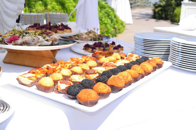 High angle view of vegetables in plate on table