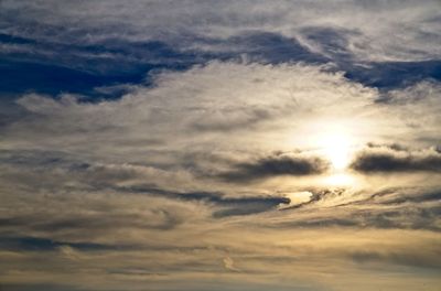 Low angle view of clouds in sky during sunset