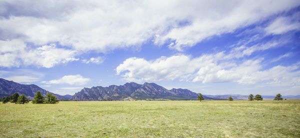 Scenic view of landscape against cloudy sky