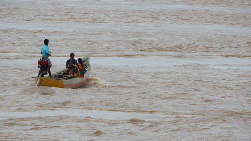 Low angle view of man doing handstand