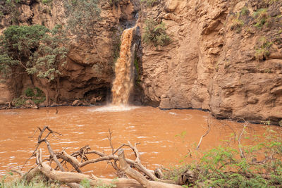 Scenic view of makalia waterfall in lake nakuru national park, kenya