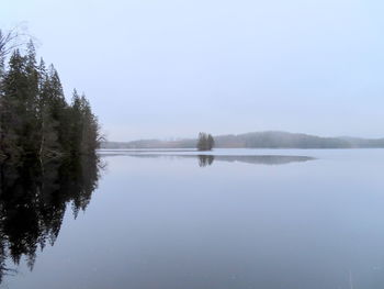 Scenic view of lake against clear sky