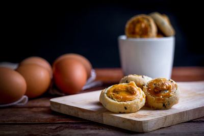 Close-up of breakfast on table