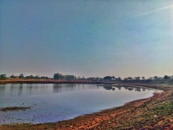 Scenic view of lake against sky