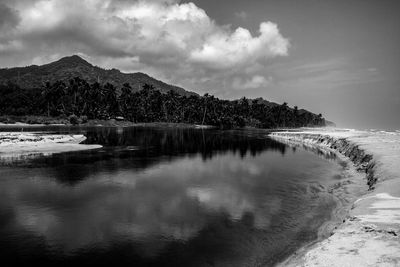 Scenic view of lake against sky