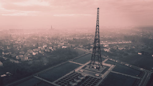 High angle view of buildings in city