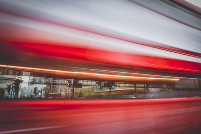 Blurred motion of train in city