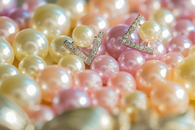 Close-up of pearl jewelry