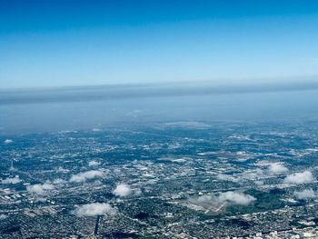 High angle view of sea against clear sky