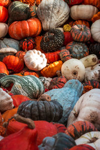 Full frame shot of pumpkins for sale at market