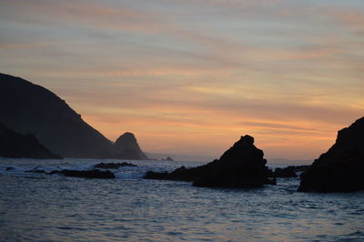 Scenic view of sea against sky during sunset