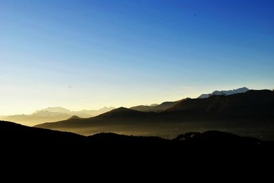 View of mountain range at sunset