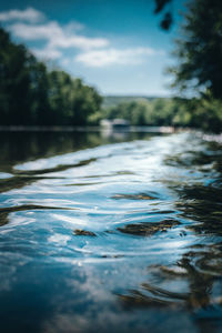 Surface level of river against sky