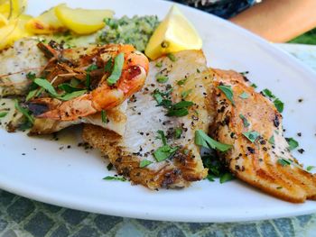 Close-up of fish served in plate