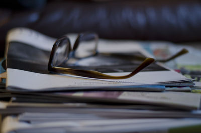 Close-up of book on table