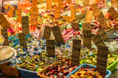 Close-up of food for sale in market