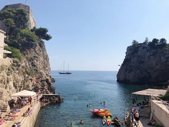 Scenic view of sea against clear sky