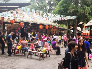 Group of people in market