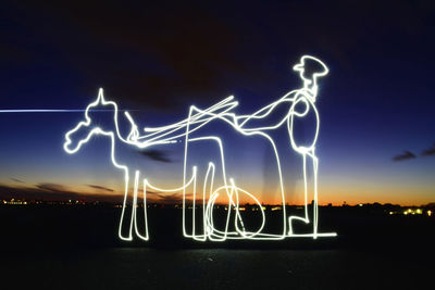 Light painting against sky at night