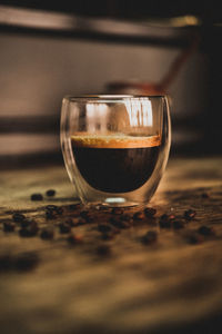 Close-up of coffee on table