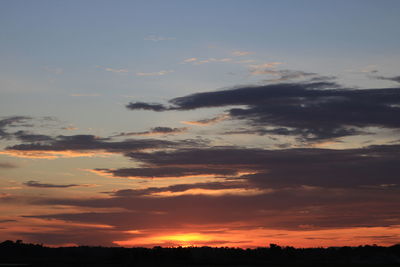 Low angle view of dramatic sky during sunset