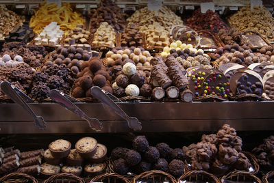 Display of a variety of sweets and chocolates.