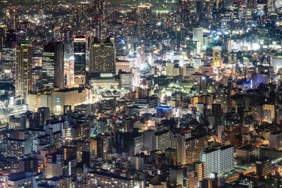 High angle view of buildings in city, took at the highest building in japan