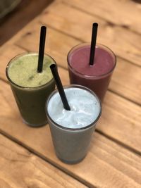 High angle view of drink on table