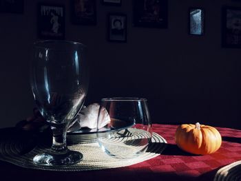 Close-up of wine glass on table