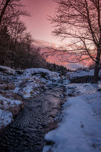 Scenic view of frozen lake against sky during winter
