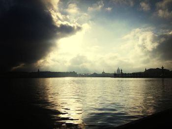 Scenic view of sea against cloudy sky