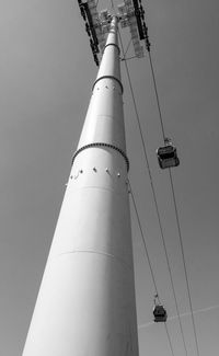 Low angle view of communications tower against clear sky