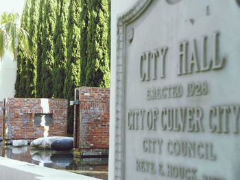 Close-up of text on wall