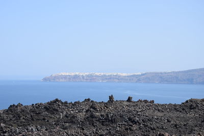 Scenic view of sea against clear sky