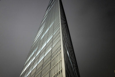 Low angle view of modern building against clear sky