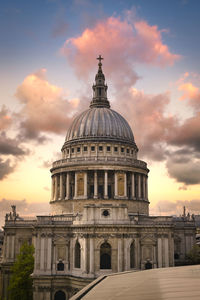 View of historic building against sky during sunset