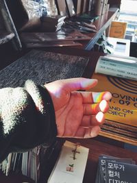 Close-up of cropped book