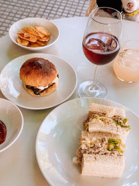 High angle view of food on table