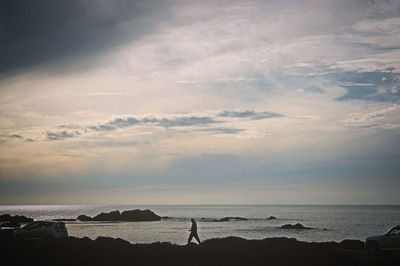 Scenic view of sea at sunset