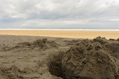 Scenic view of beach against sky