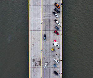 High angle view of vehicles on road