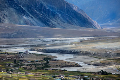 Scenic view of snowcapped mountains