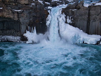 Scenic view of waterfall in winter