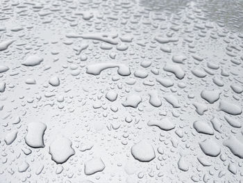 Full frame shot of raindrops on snow