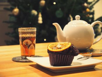 Close-up of cupcakes on table