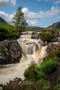 The etive mor waterfall in the highlands of scotland.