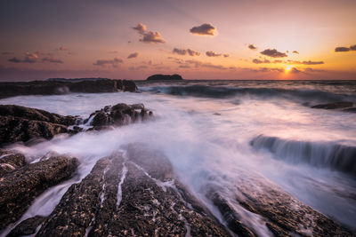 Scenic view of sea during sunset