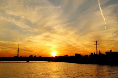 View of city at sunset