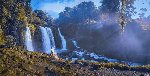 Scenic view of waterfall