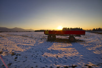 Lonely trailer sunset